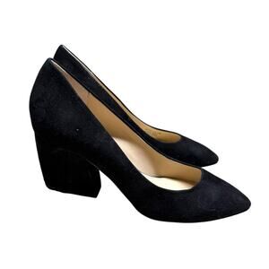 Botkier Black Suede Pointed Toe Block Heel Pumps